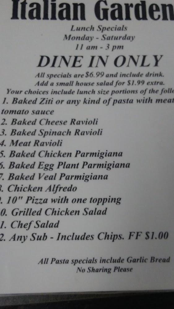 Italian Garden Of Chester Menu image 4